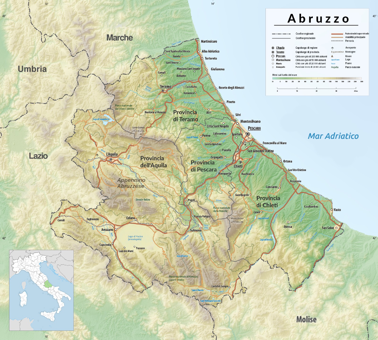 Mappa Abruzzo Hd 